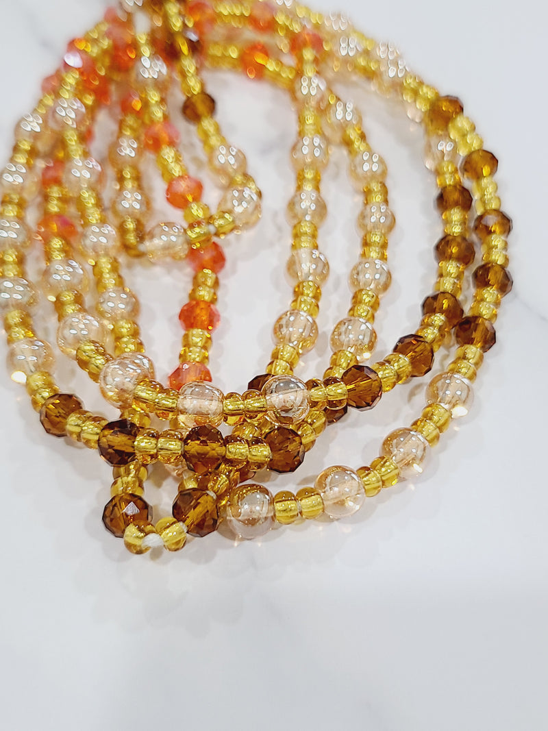 Gold and Brown Crystal Waist Beads