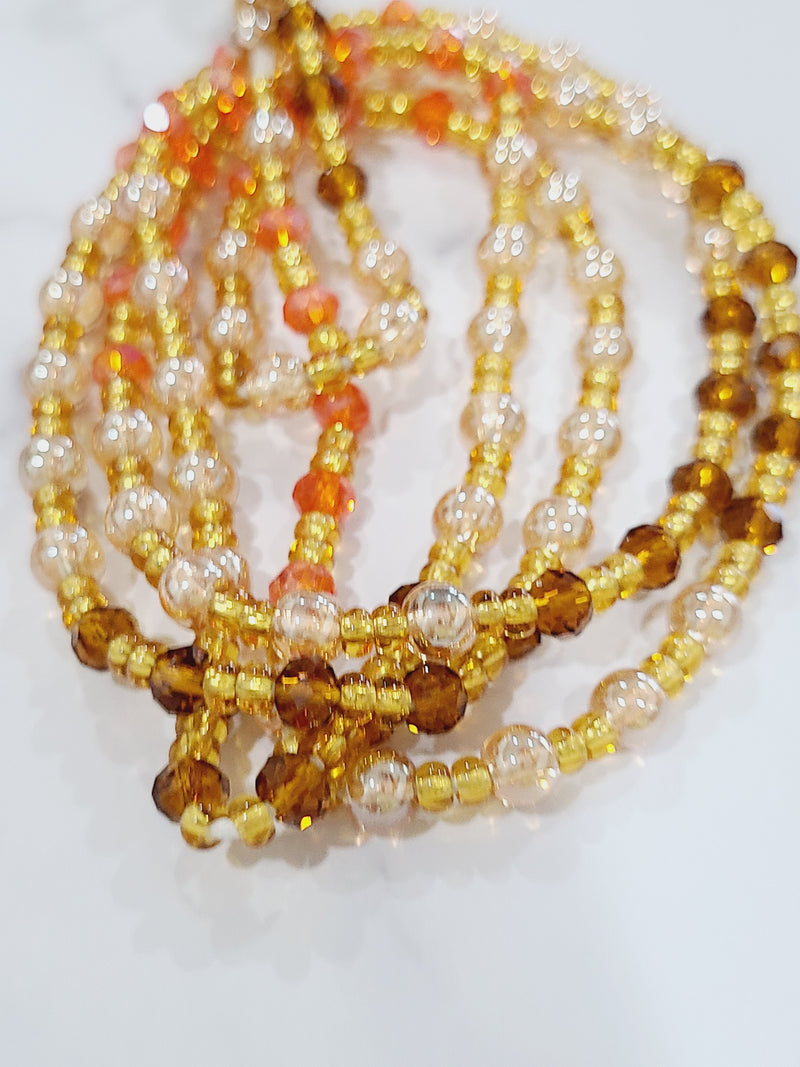 Gold and Brown Crystal Waist Beads